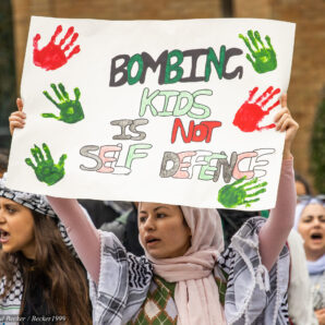 Protest in Columbus, Ohio, USA, against catastrophic Israeli attacks on Gaza after the 7th of October, 2023.